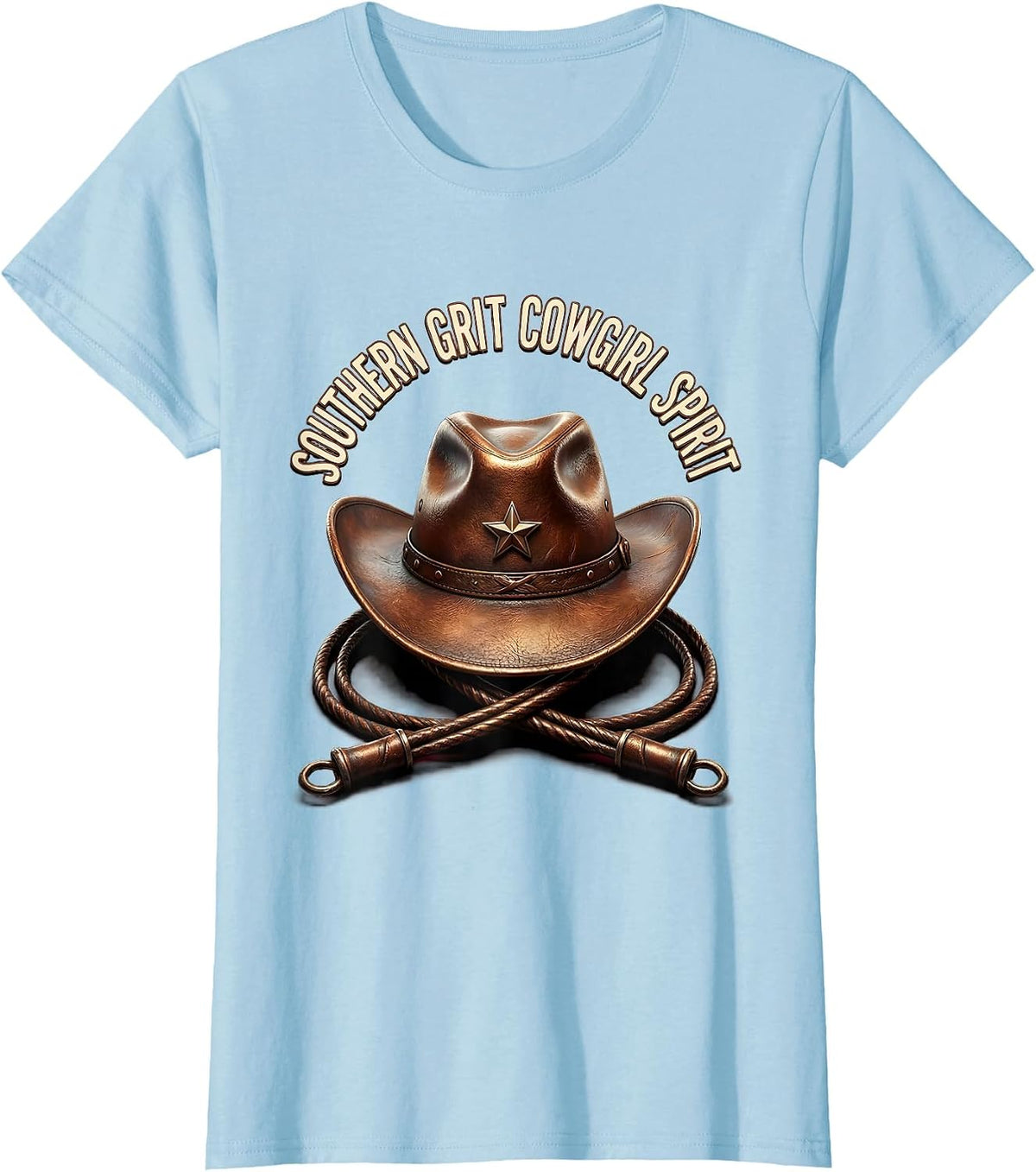 Southern Grit Cowgirl Spirit Western Design T-Shirt - Baby Blue