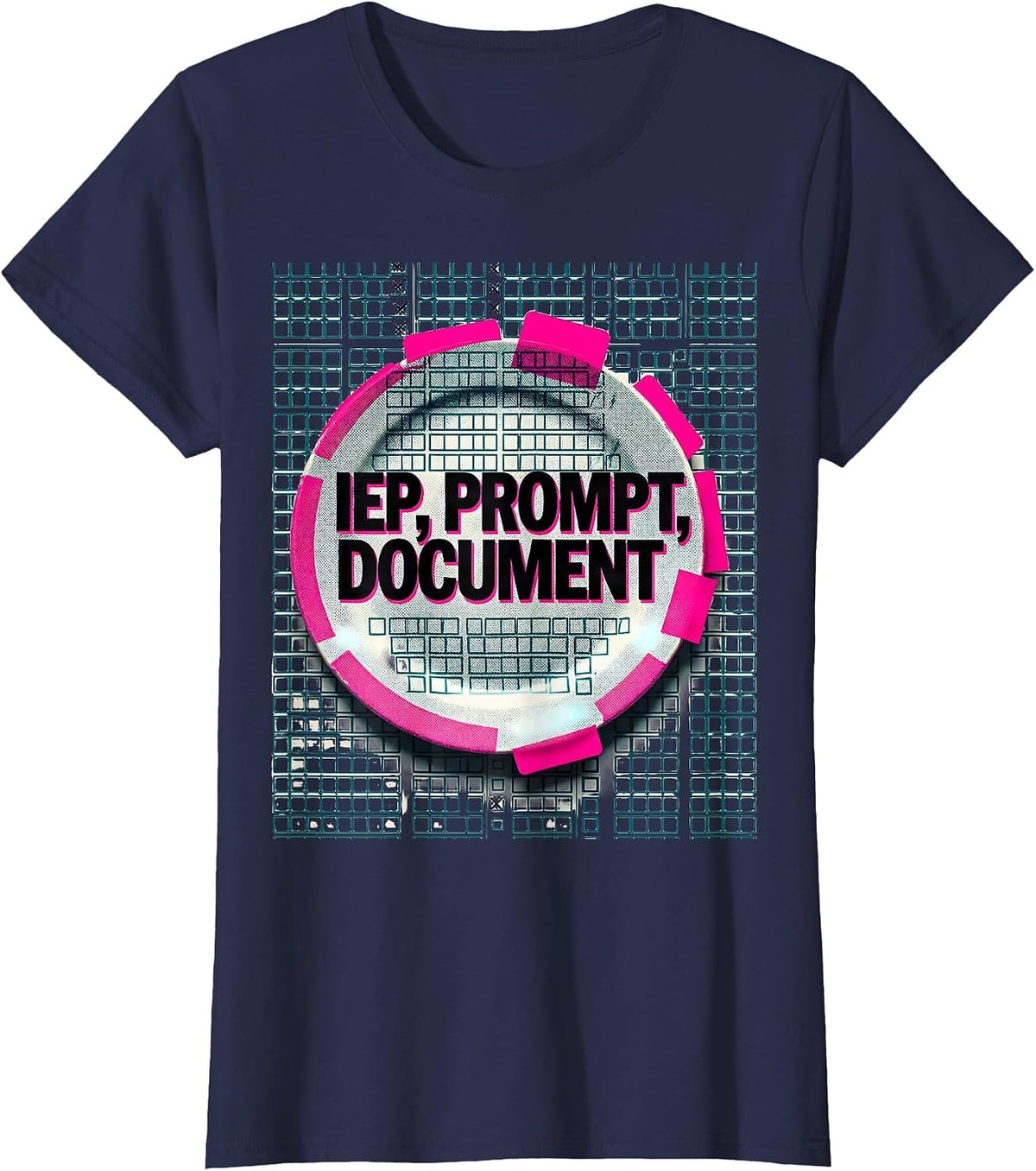 Women's IEP Prompt Document Risograph Special Education Teacher T-Shirt - Navy Blue