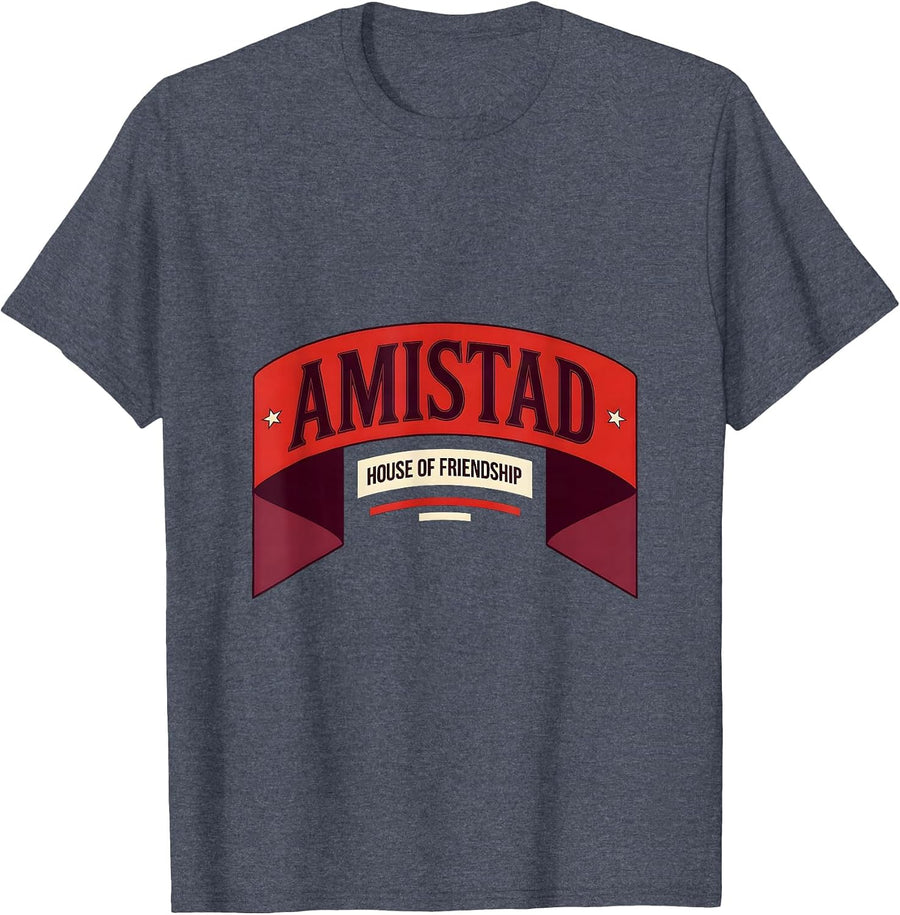 Amistad House of Friendship School Spirit Teachers Students T-Shirt - Heather Blue