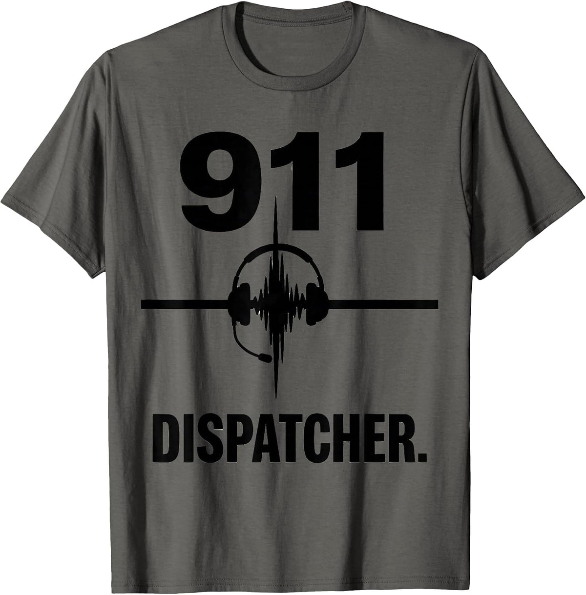911 Dispatcher Emergency Services Worker Pulse Line Identity T-Shirt - Asphalt Grey