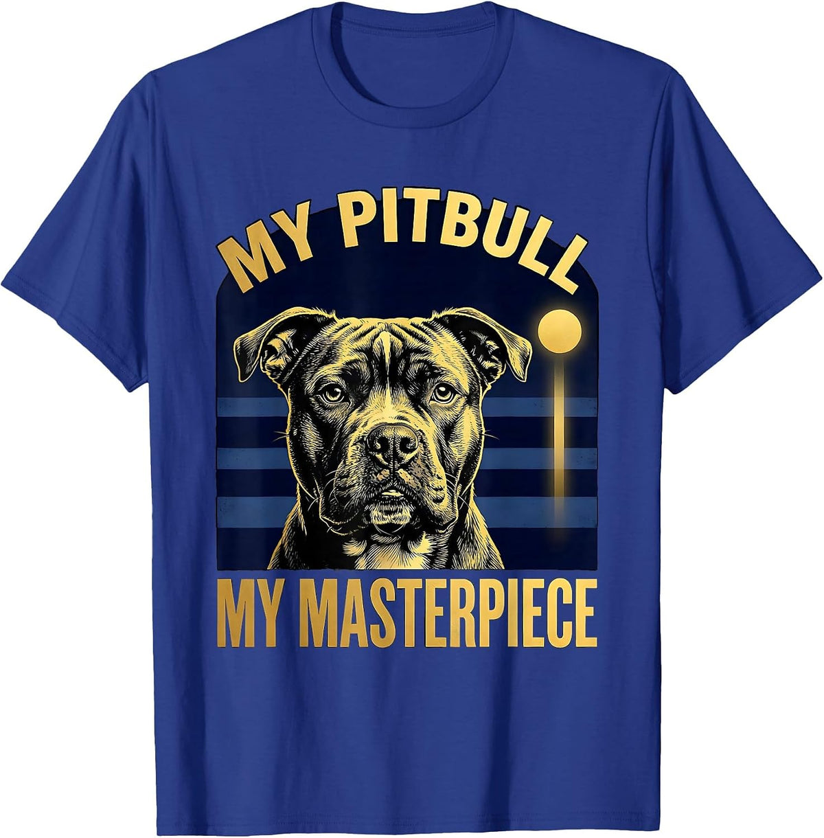 Men's My Pitbull My Masterpiece Expressive Pitbull Portrait Art T-Shirt - Royal Blue