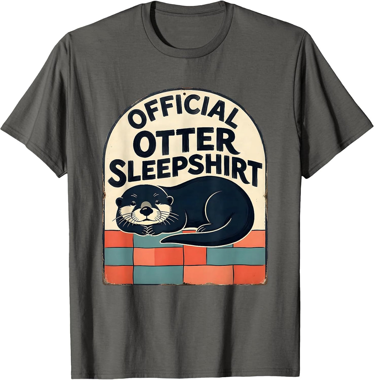 Men's Official Otter Sleepshirt Funny Animal Lover Cozy Nightwear T-Shirt - Asphalt Grey