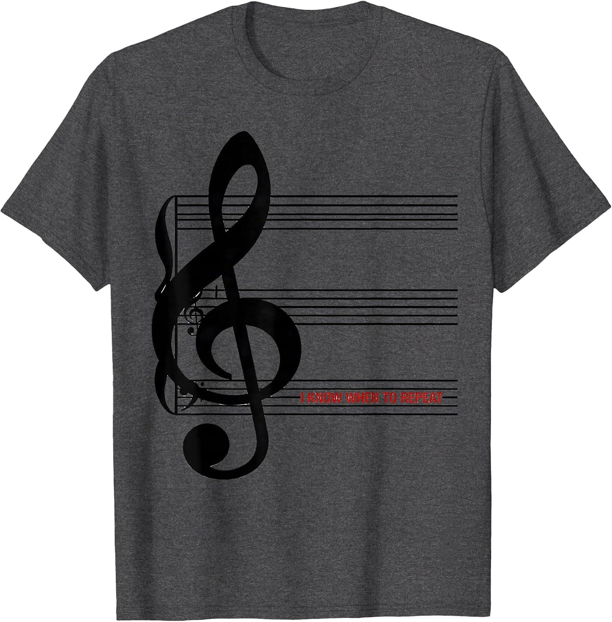 Men's I Know When To Repeat Funny Music Lover Pianist Humor T-Shirt - Dark Heather Grey