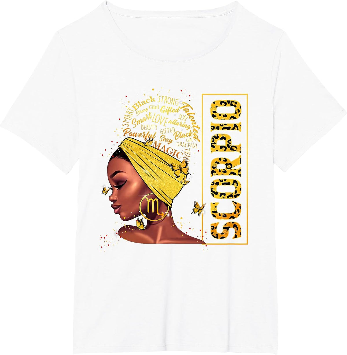 Scorpio Girl Birthday Leopard Melanin Afro Black Queen T-Shirt - White
