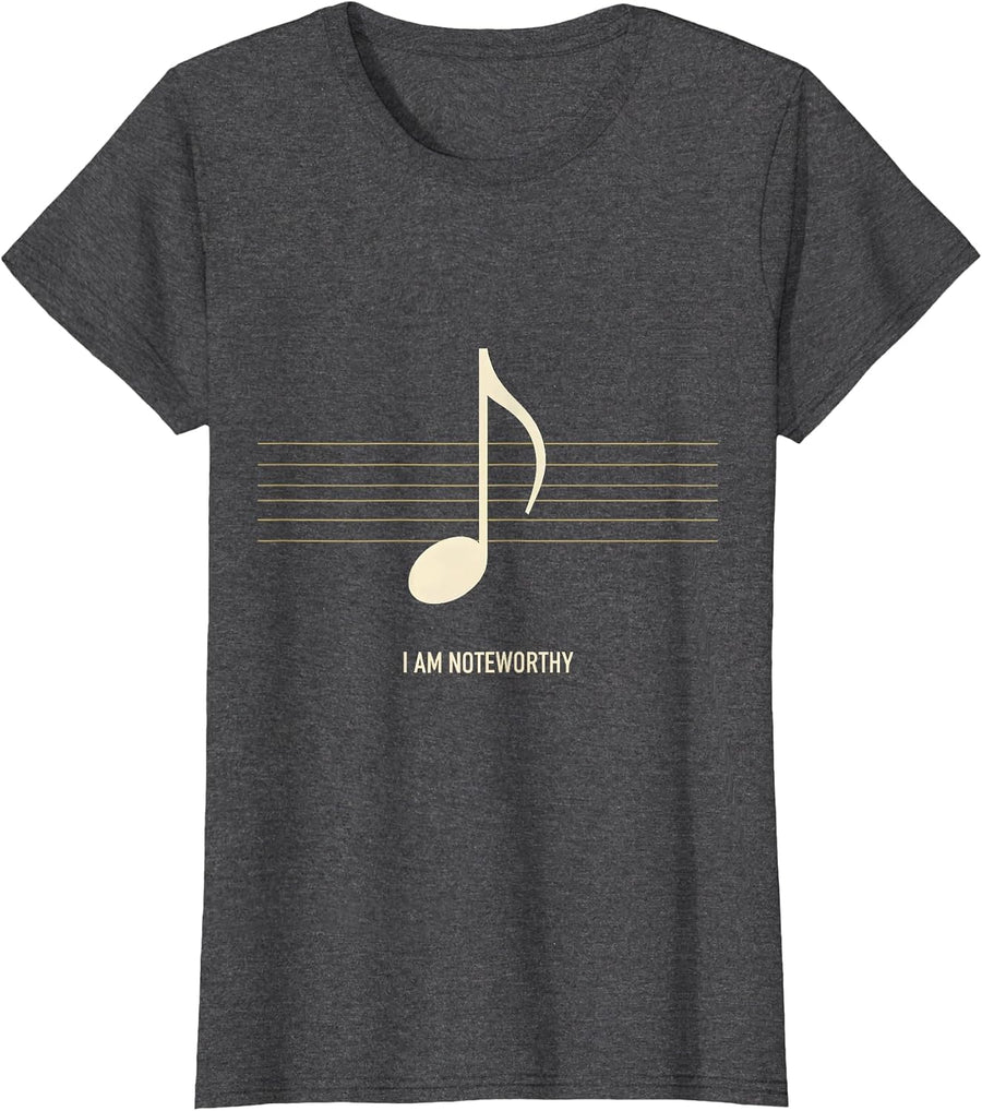 Women's I Am Noteworthy Funny Musician Music Lover Humor T-Shirt - Dark Heather Grey