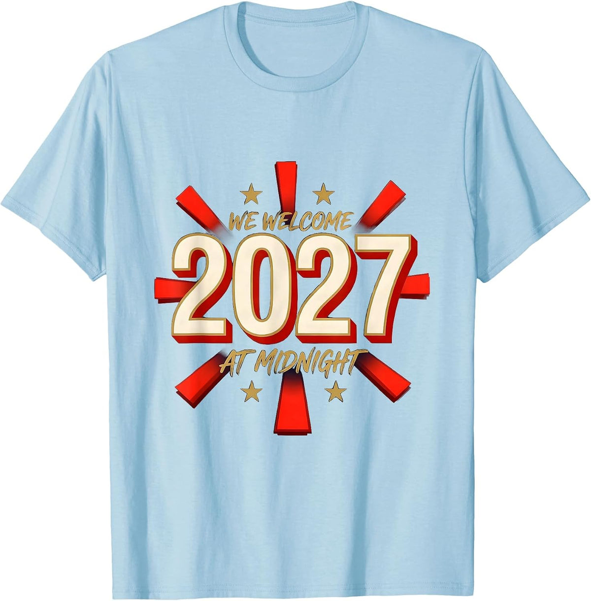 Men's We Welcome 2027 At Midnight Festive Family Matching Party T-Shirt - Baby Blue