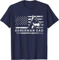 Doberman Pinscher Dog Dad American Flag Dobie Dad T-Shirt - Navy Blue