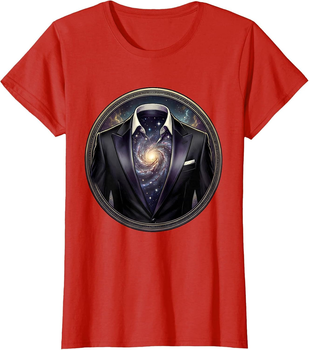 Tuxedo Galaxy Universe Cosmic Space Art T-Shirt - Red
