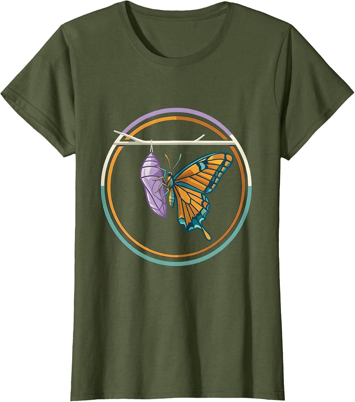 Women's Sped Teacher Butterfly Transformation Graphic T-Shirt - Olive Green