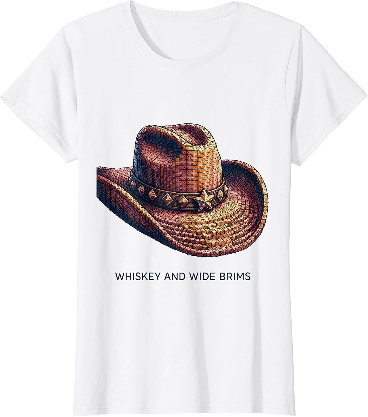 Women's Whiskey and Wide Brims Cowgirl Design T-Shirt - White