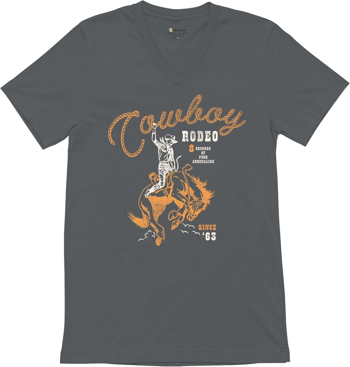 Vintage Cowboy Rodeo Men's Graphic T-Shirts and Tank Tops - 5 Men's V-Neck Charcoal