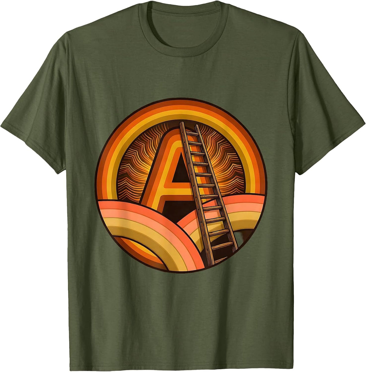 SPED Teacher Ladder Letter A Graphic Design T-Shirt - Olive Green