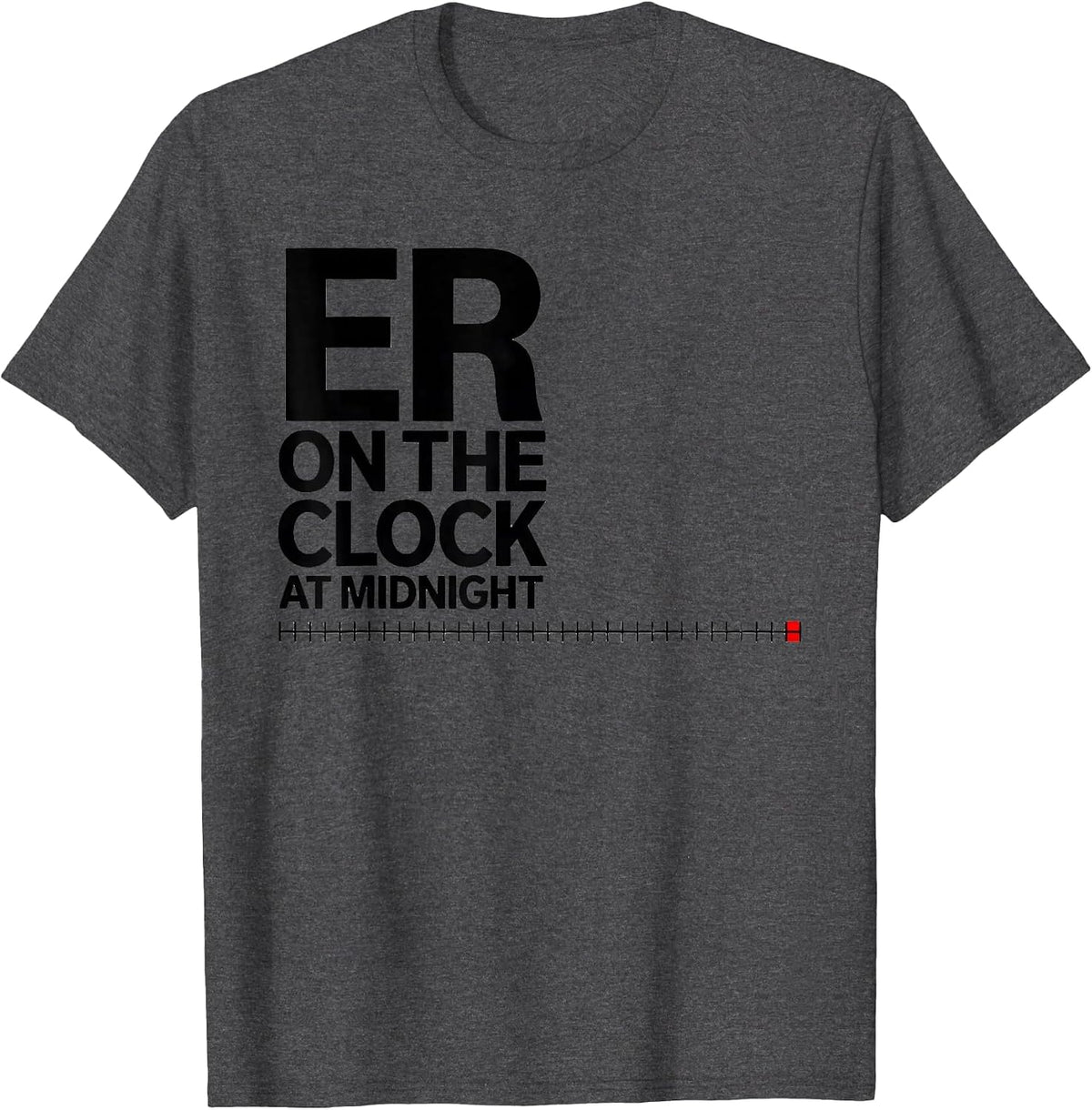 Men's ER On The Clock At Midnight Funny Nurse Crew New Years Eve T-Shirt - Dark Heather Grey