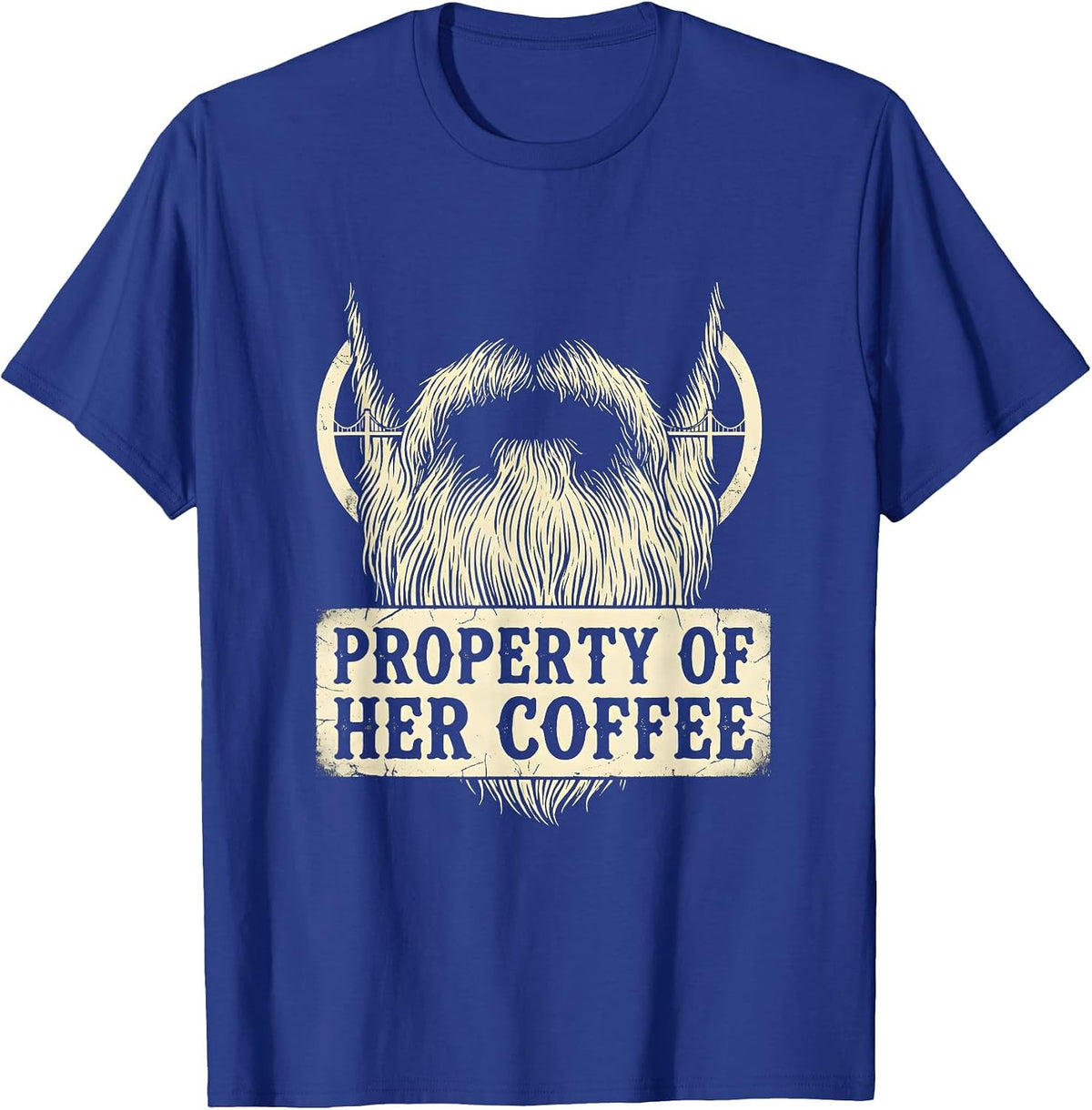 Property Of Her Coffee Boho Western Funny Bearded Husband T-Shirt - Royal Blue