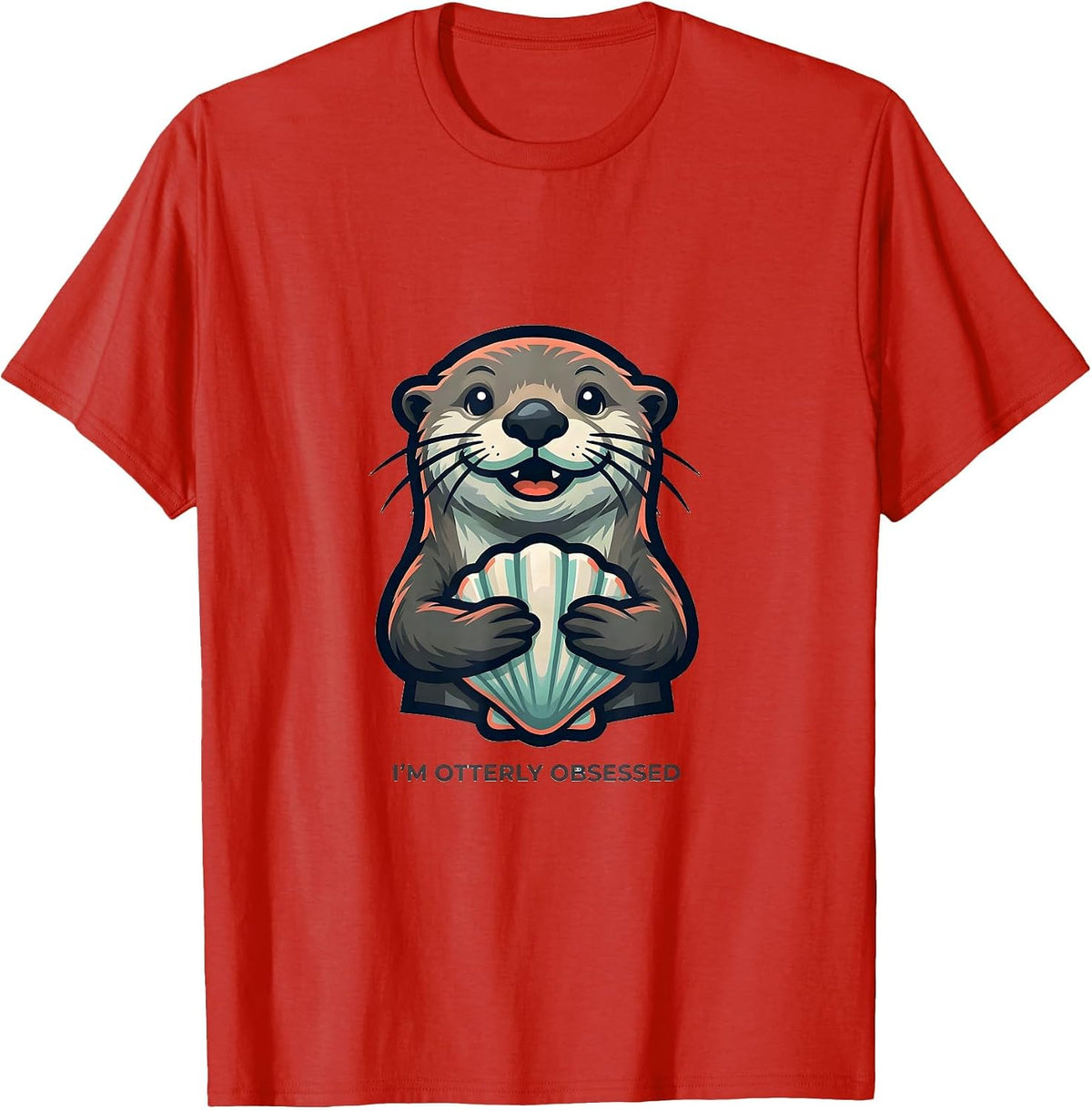 Men's I'm Otterly Obsessed Funny Sea Otter Lover Gift T-Shirt - Red