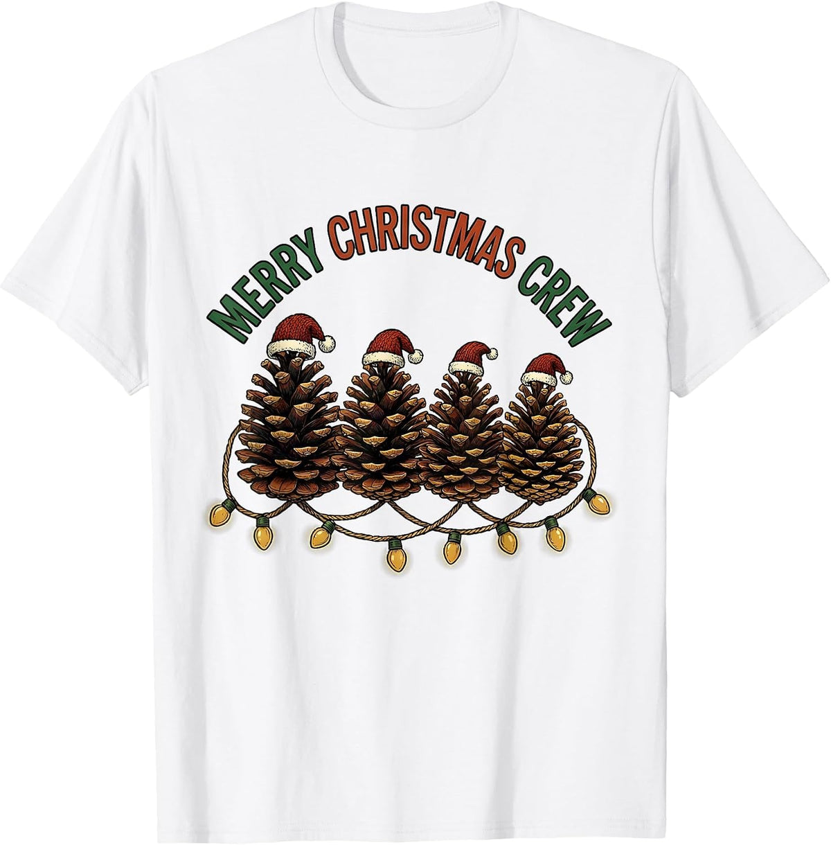 Men's Merry Christmas Crew Festive Family Matching Santa Hat T-Shirt - White