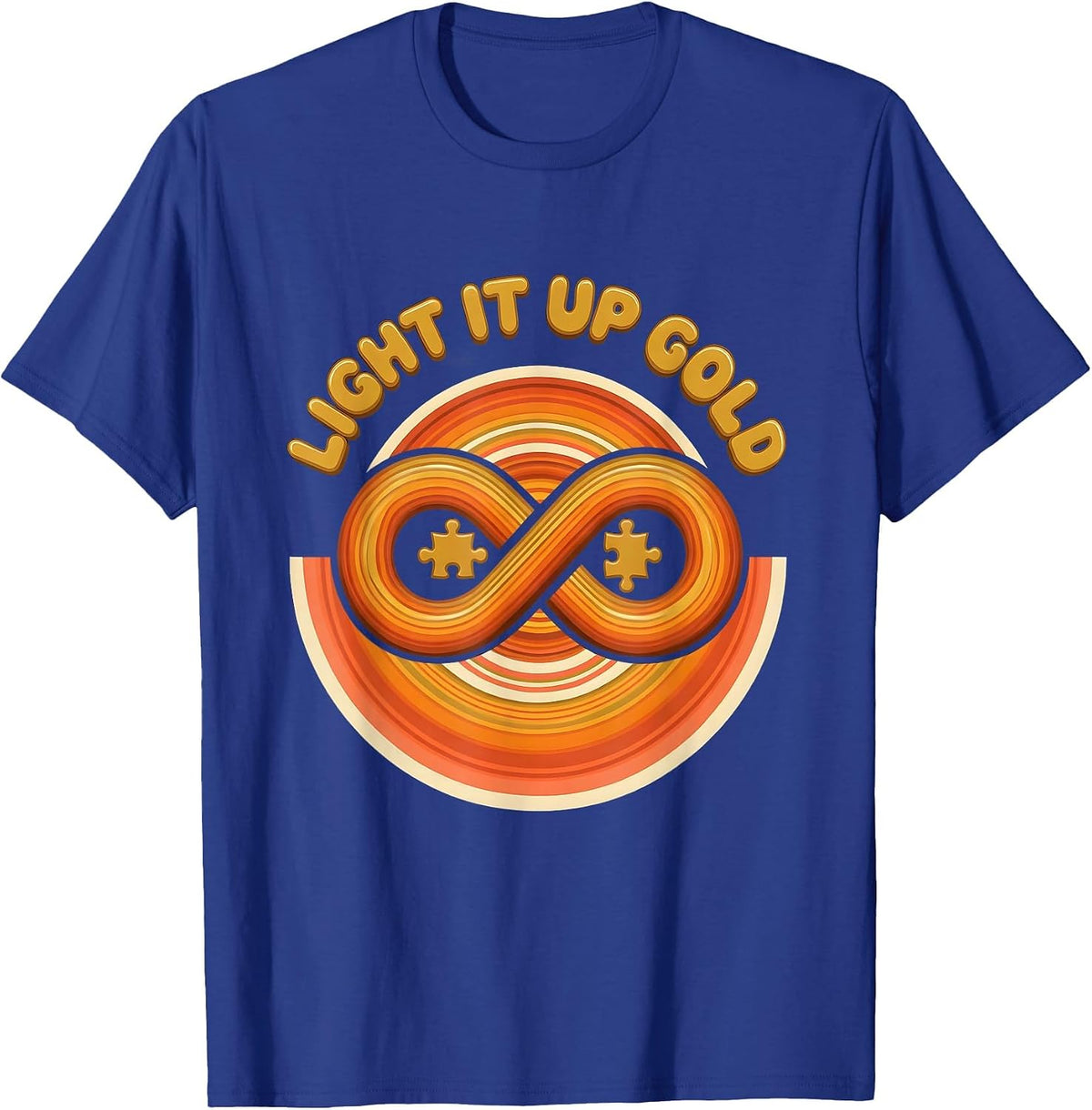 Men's Light It Up Gold Autism Awareness Design T-Shirt - Royal Blue