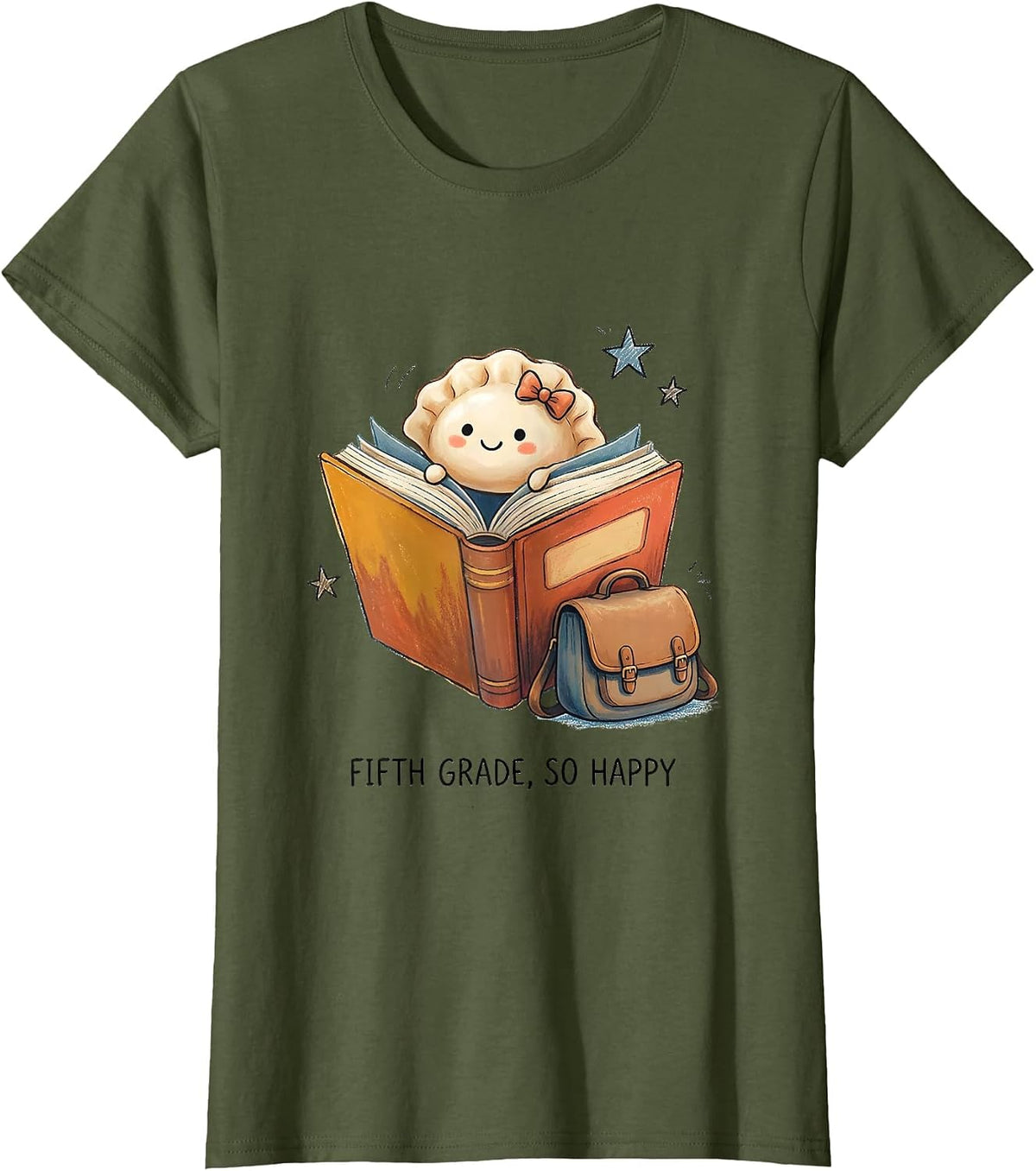 Women's Fifth Grade So Happy Cute Dumpling Kawaii Back to School T-Shirt - Olive Green