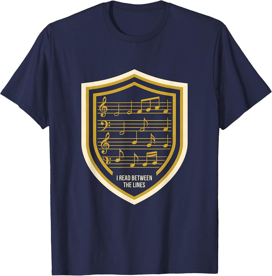 I Read Between The Lines Funny Music Lover Pianist Humor T-Shirt - Navy Blue