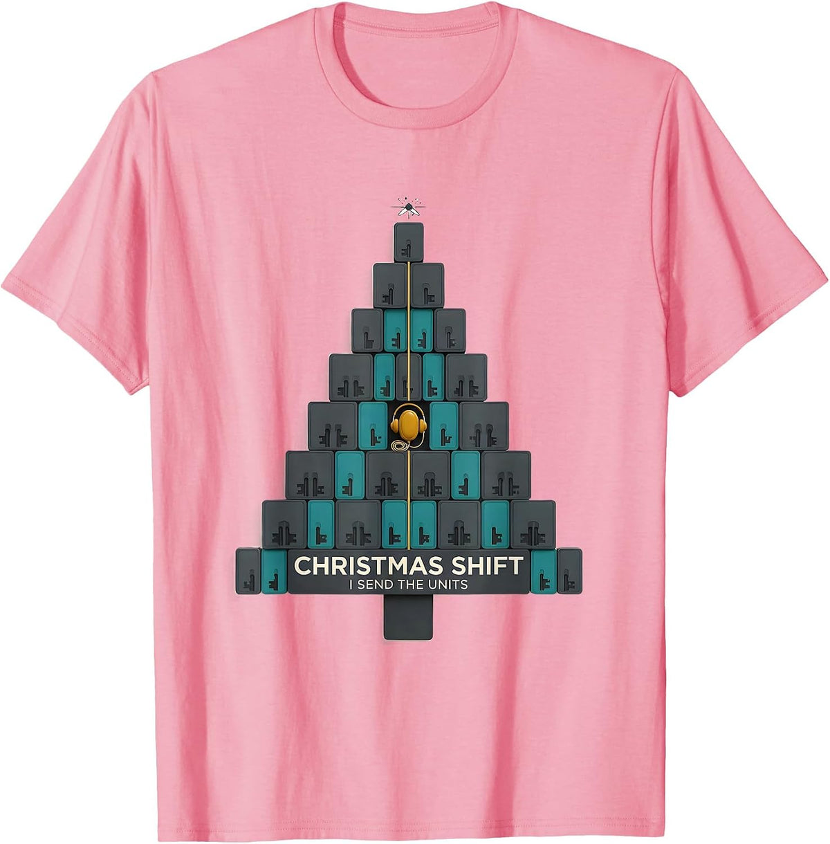 Men's Christmas Shift I Send The Units Funny 911 Dispatcher T-Shirt - Pink