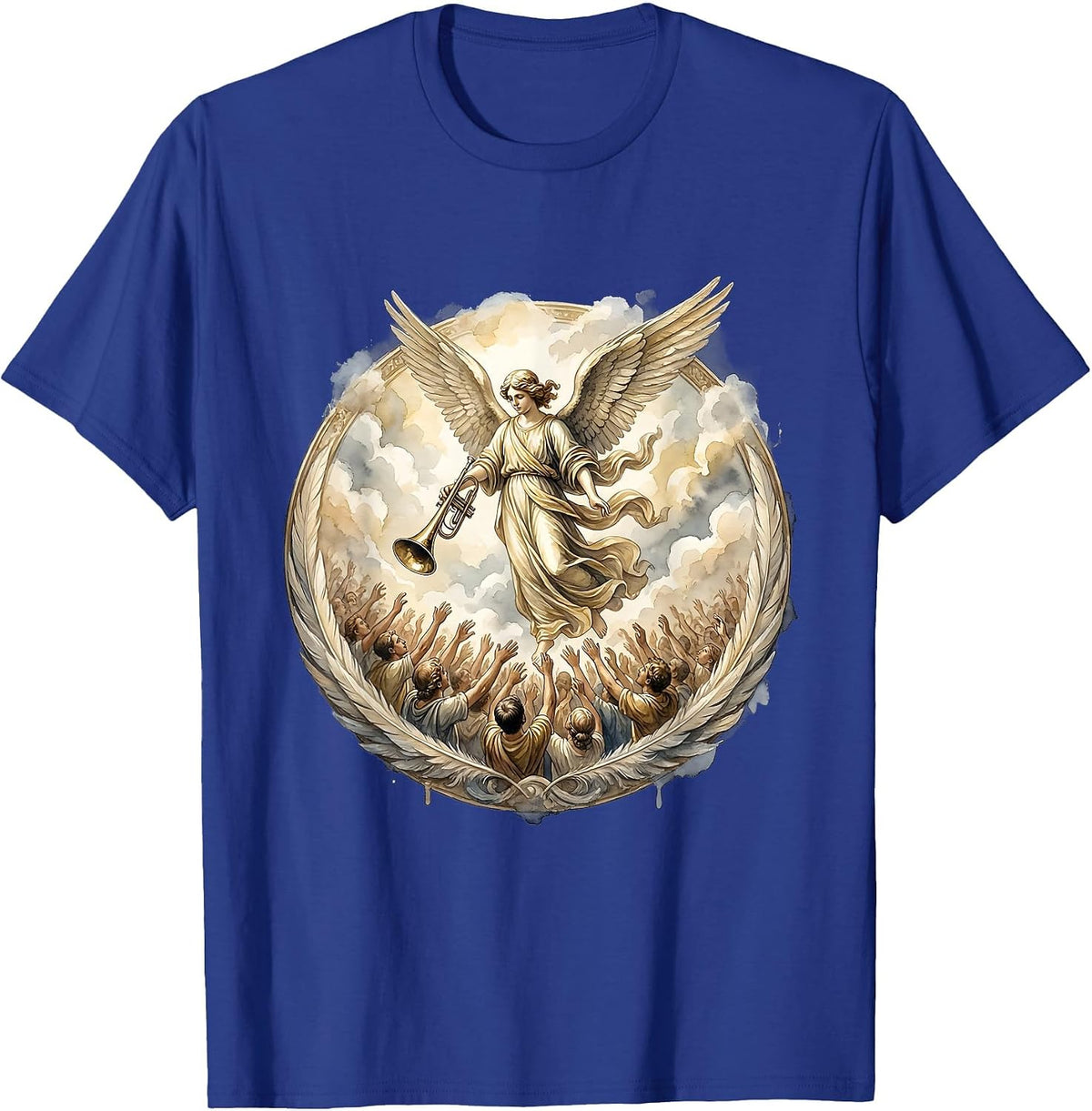 Make Heaven Crowded Angel Trumpet Graphic T-Shirt - Royal Blue