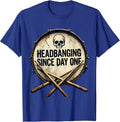 Headbanging Since Day One Rock Band Design T-Shirt - Royal Blue