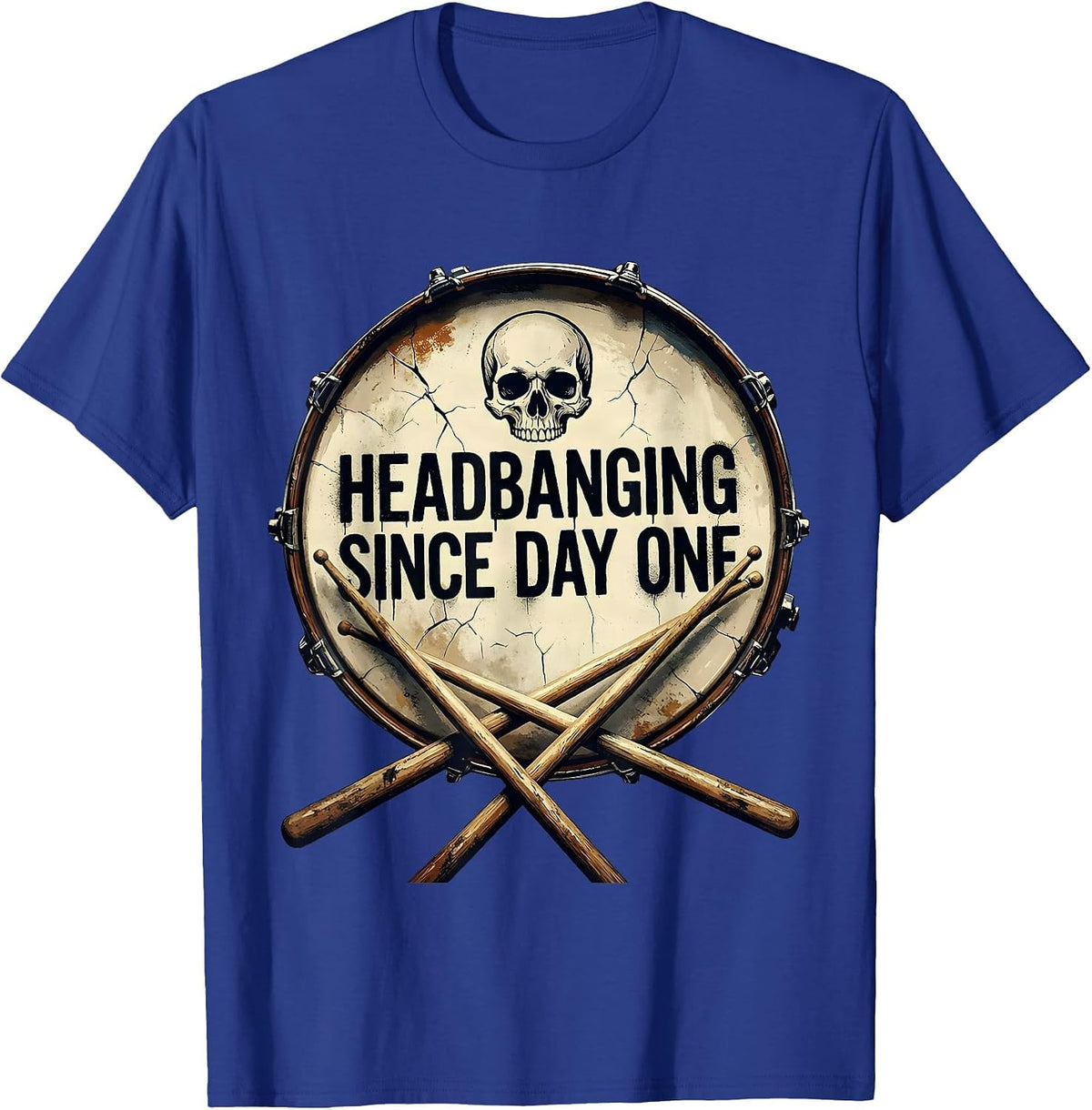 Headbanging Since Day One Rock Band Design T-Shirt - Royal Blue