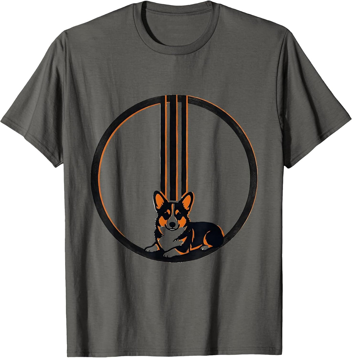 Men's Corgi Minimalist Breed Lover Retro Humor T-Shirt - Asphalt Grey