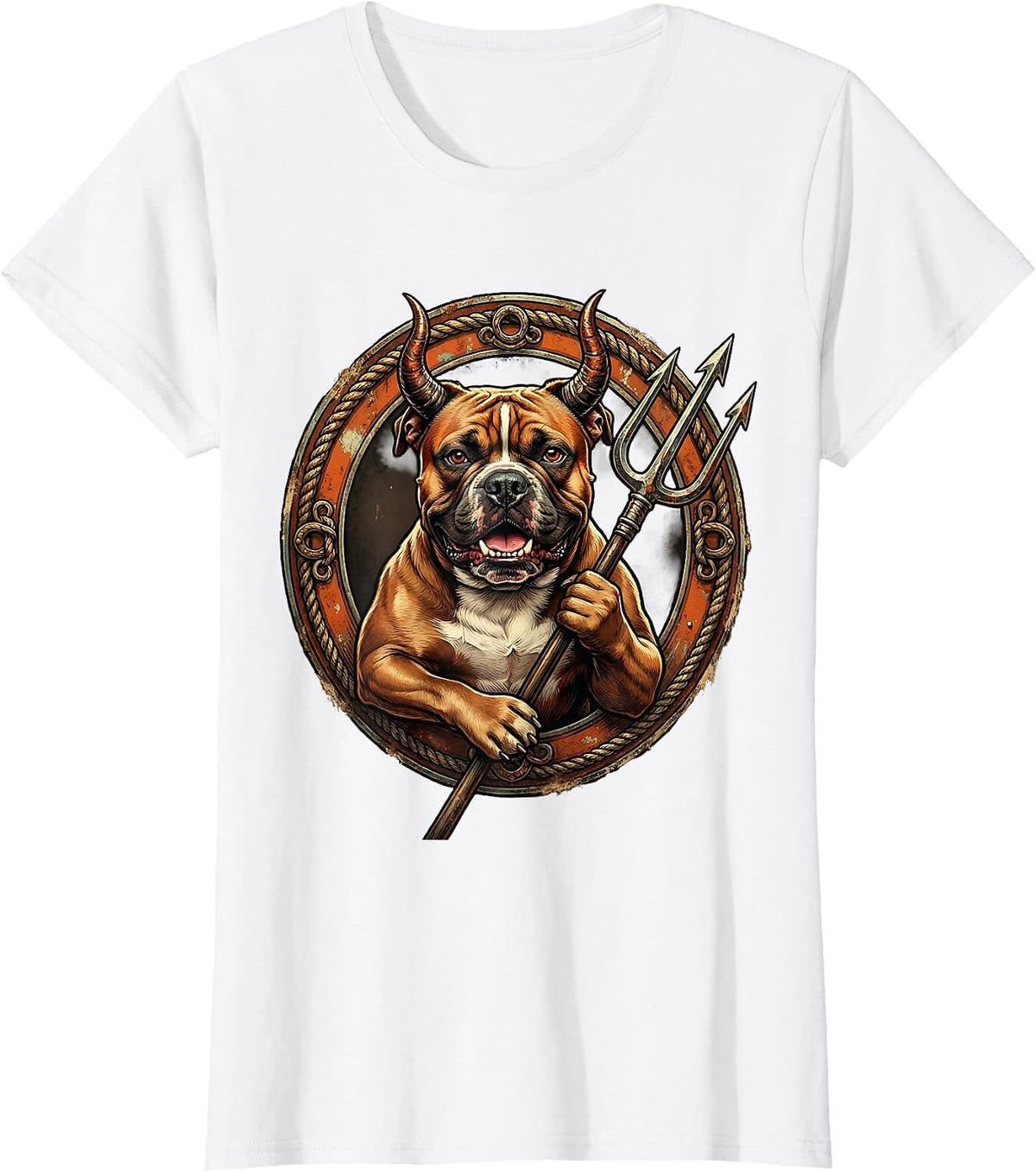 Women's Pitbull Devil Halloween Costume Graphic Tee T-Shirt - White