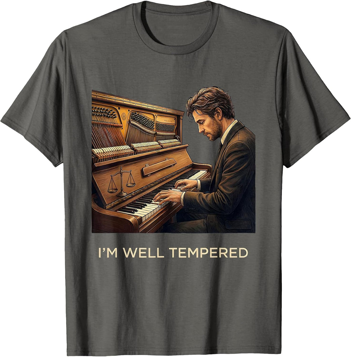 I'm Well Tempered Funny Pianist Piano Teacher Gift T-Shirt - Asphalt Grey