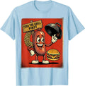 Men's Feed The Grill First Retro Cartoon Funny BBQ Grilling 4th Of T-Shirt - Baby Blue