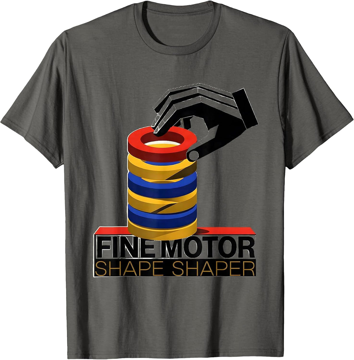 Men's Fine Motor Shape Shaper Bauhaus Modernist Occupational T-Shirt - Asphalt Grey