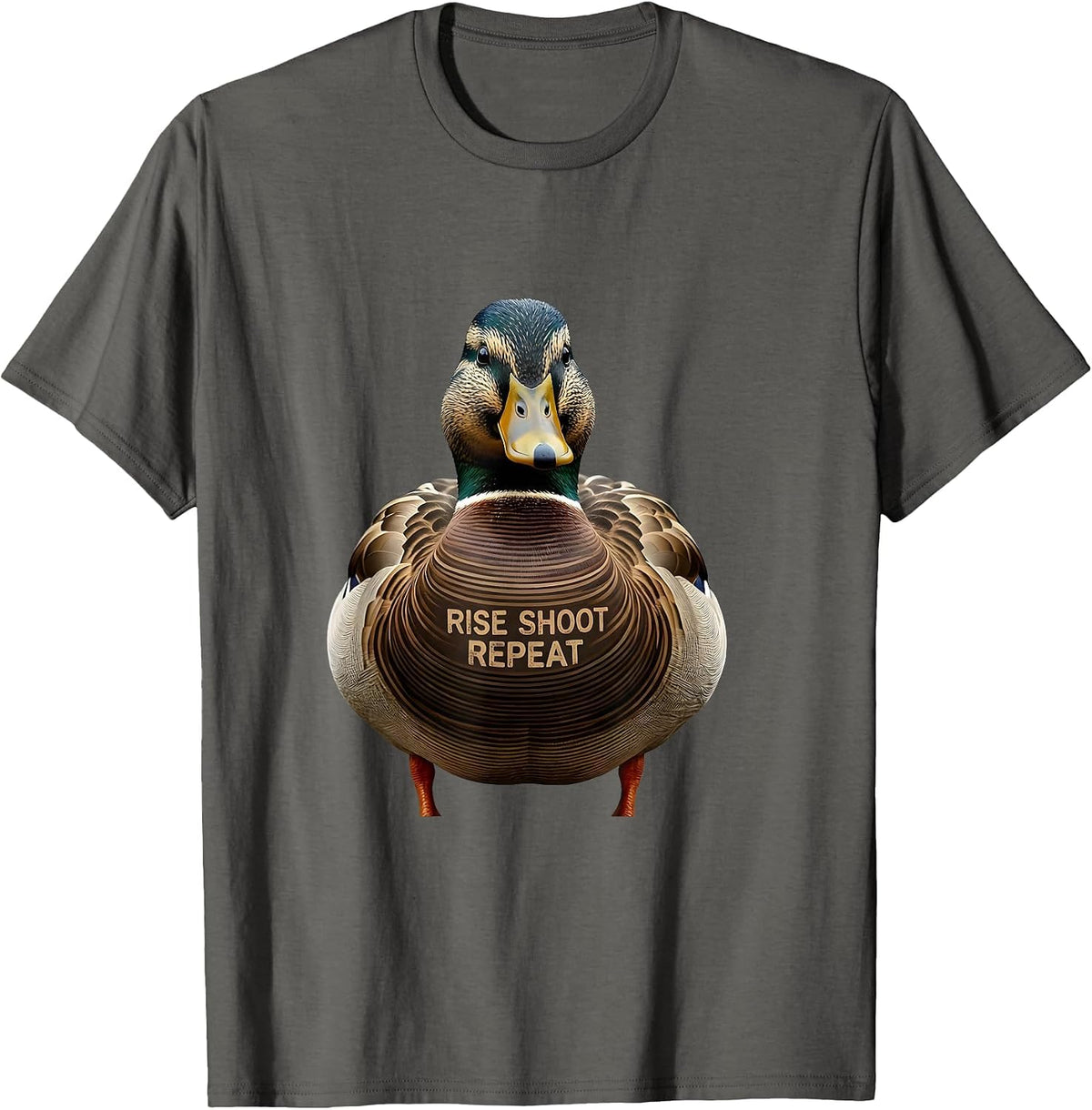 Duck Camo Rise Shoot Repeat Hunting Design T-Shirt - Asphalt Grey