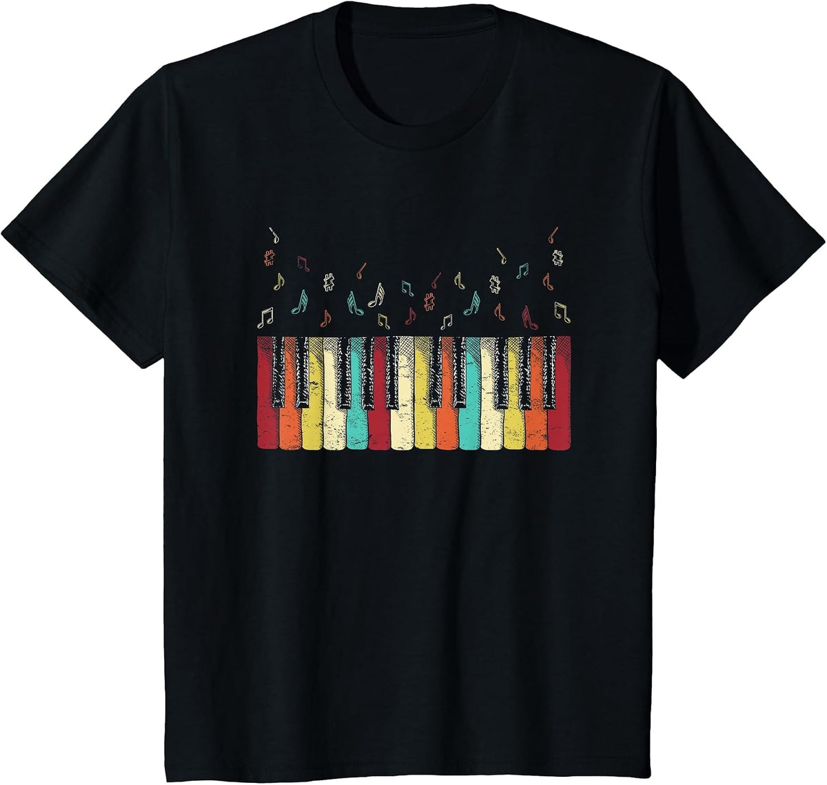 Vintage Retro Piano Keyboard Shirt for Men Women Girls Piano T-Shirt - Black