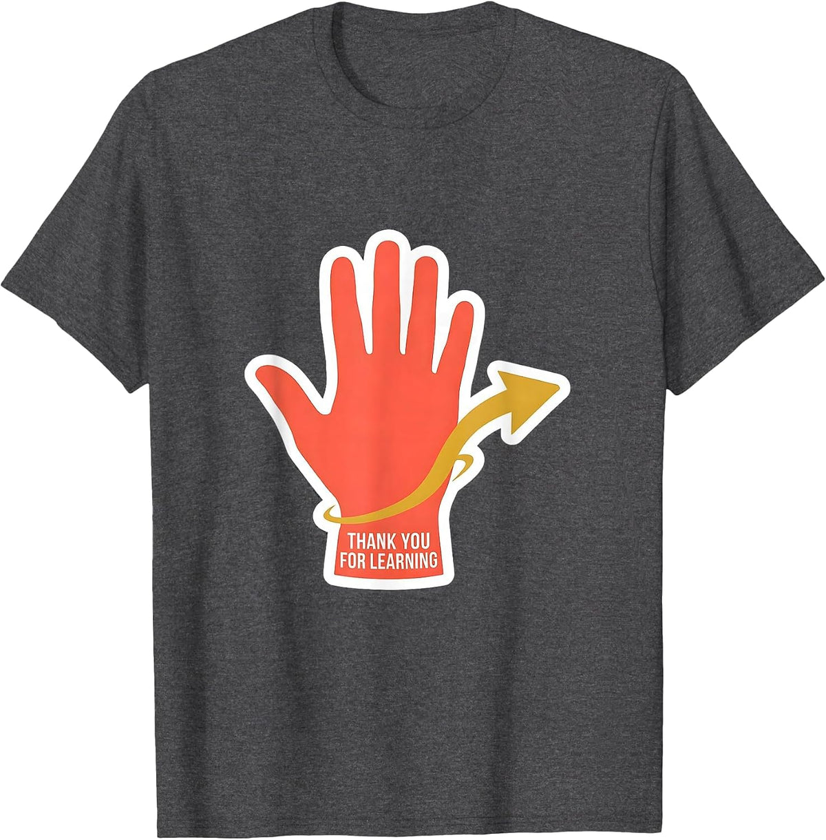 Men's Thank You For Learning Funny ASL Sign Language Teacher T-Shirt - Dark Heather Grey
