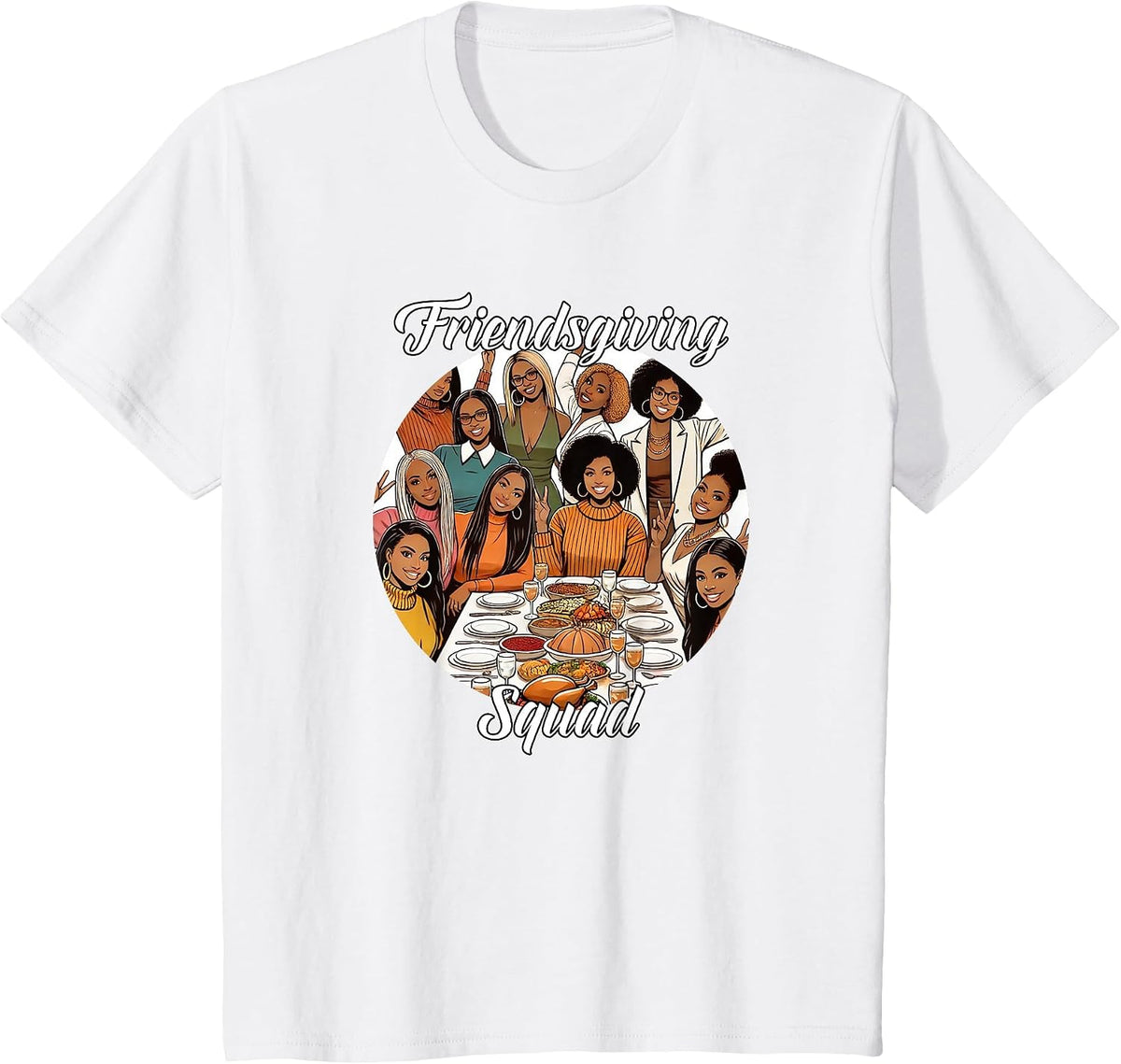 Black Friendsgiving Squad Thanksgiving African American T-Shirt - White