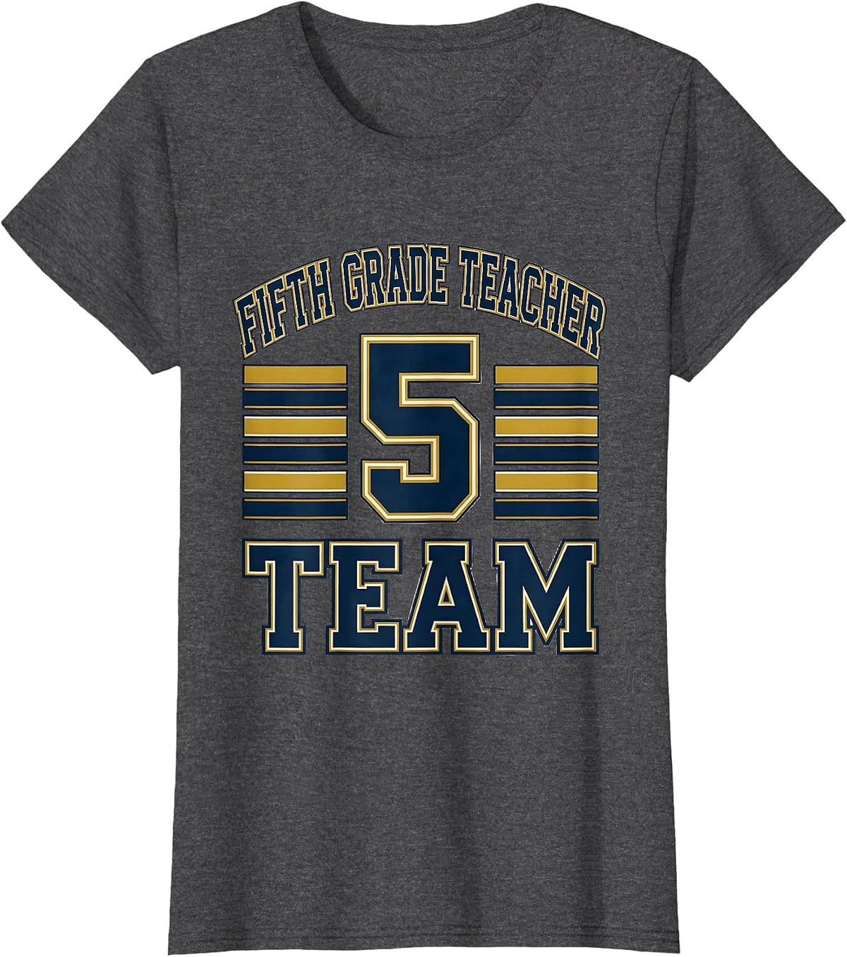 Women's Fifth Grade Teacher Team Sports Back to School Elementary T-Shirt - Dark Heather Grey