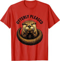 Men's Otterly Pleased Funny Otter Lover Gift For Kids Teens T-Shirt - Red