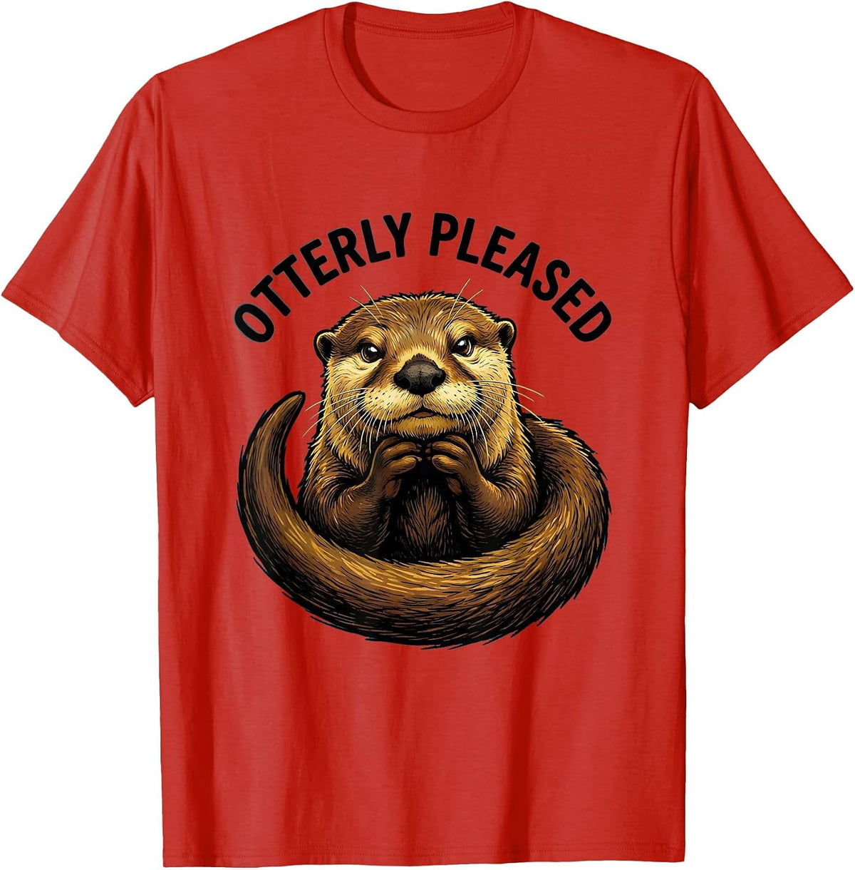 Men's Otterly Pleased Funny Otter Lover Gift For Kids Teens T-Shirt - Red