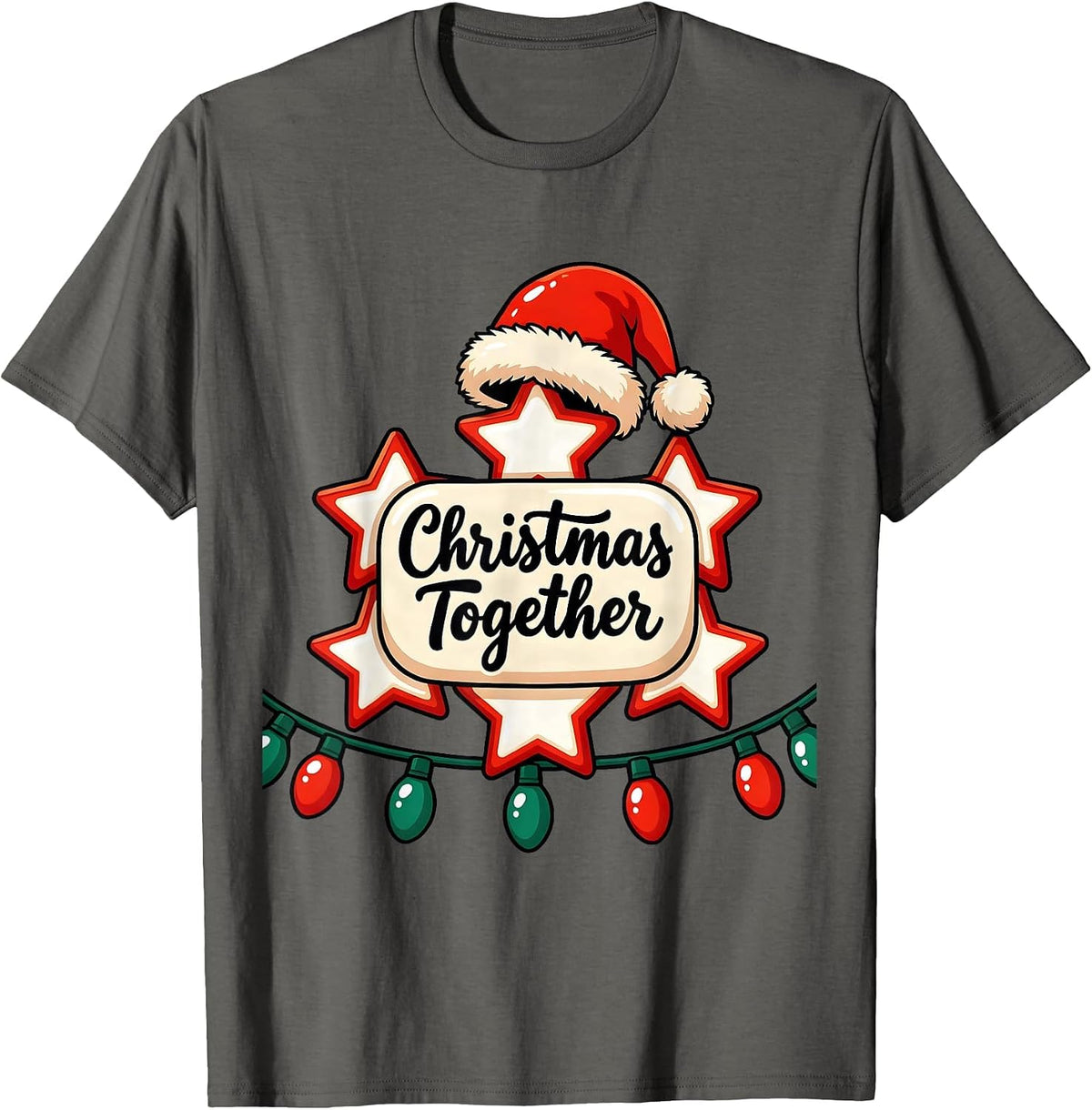 Men's Christmas Together Festive Holiday Family Matching Santa Hat T-Shirt - Asphalt Grey