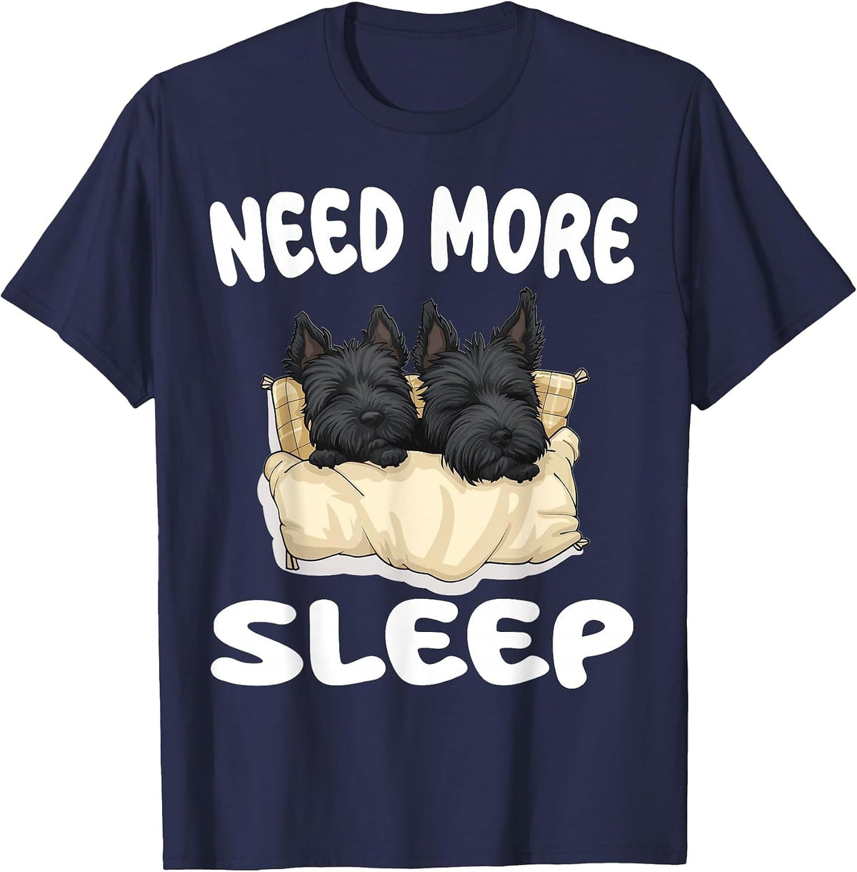Cute Scottish Terrier Need More Sleep Pajamas Nightgown T-Shirt - Navy Blue