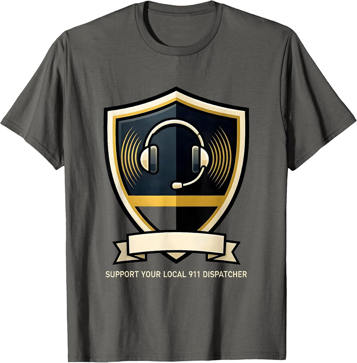 Men's Support Your Local 911 Dispatcher Tribute First Responder T-Shirt - Asphalt Grey