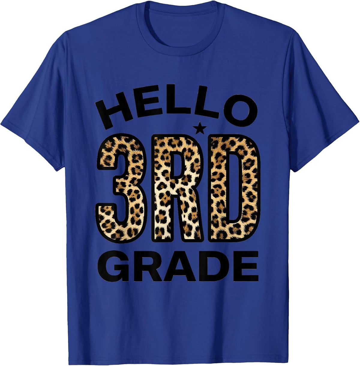 Men's Hello 3rd Grade Leopard Teacher Student Back To School Girls T-Shirt - Royal Blue