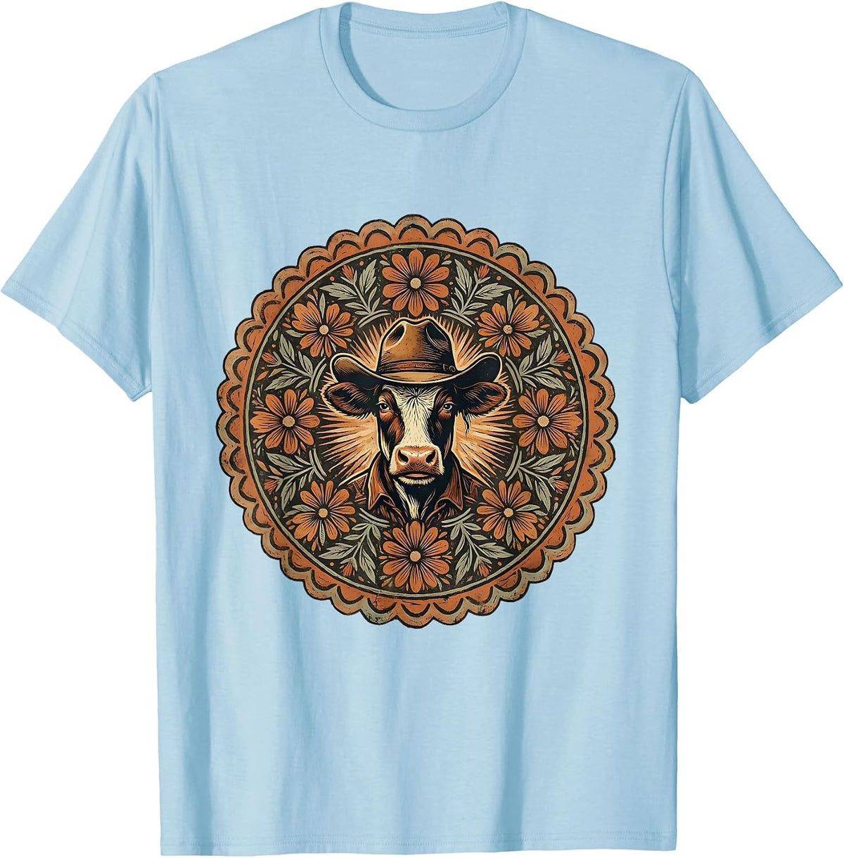 Men's Shadowed Cowgirl Hat Brim Graphic T-Shirt - Baby Blue