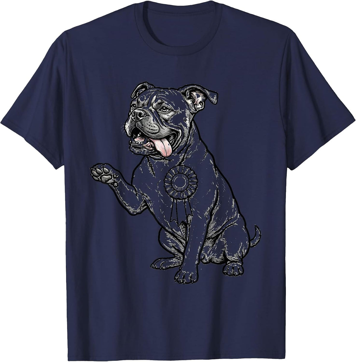Pitbull Ceremonial Pose Pit Bull Mom Funny Dog Lover T-Shirt - Navy Blue