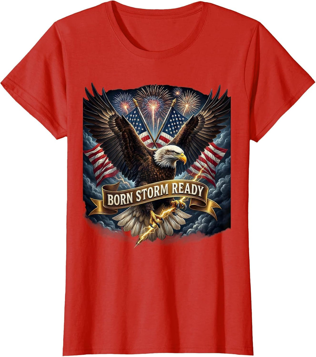 Women's Born Storm Ready Stronger Than The Storm Design T-Shirt - Red