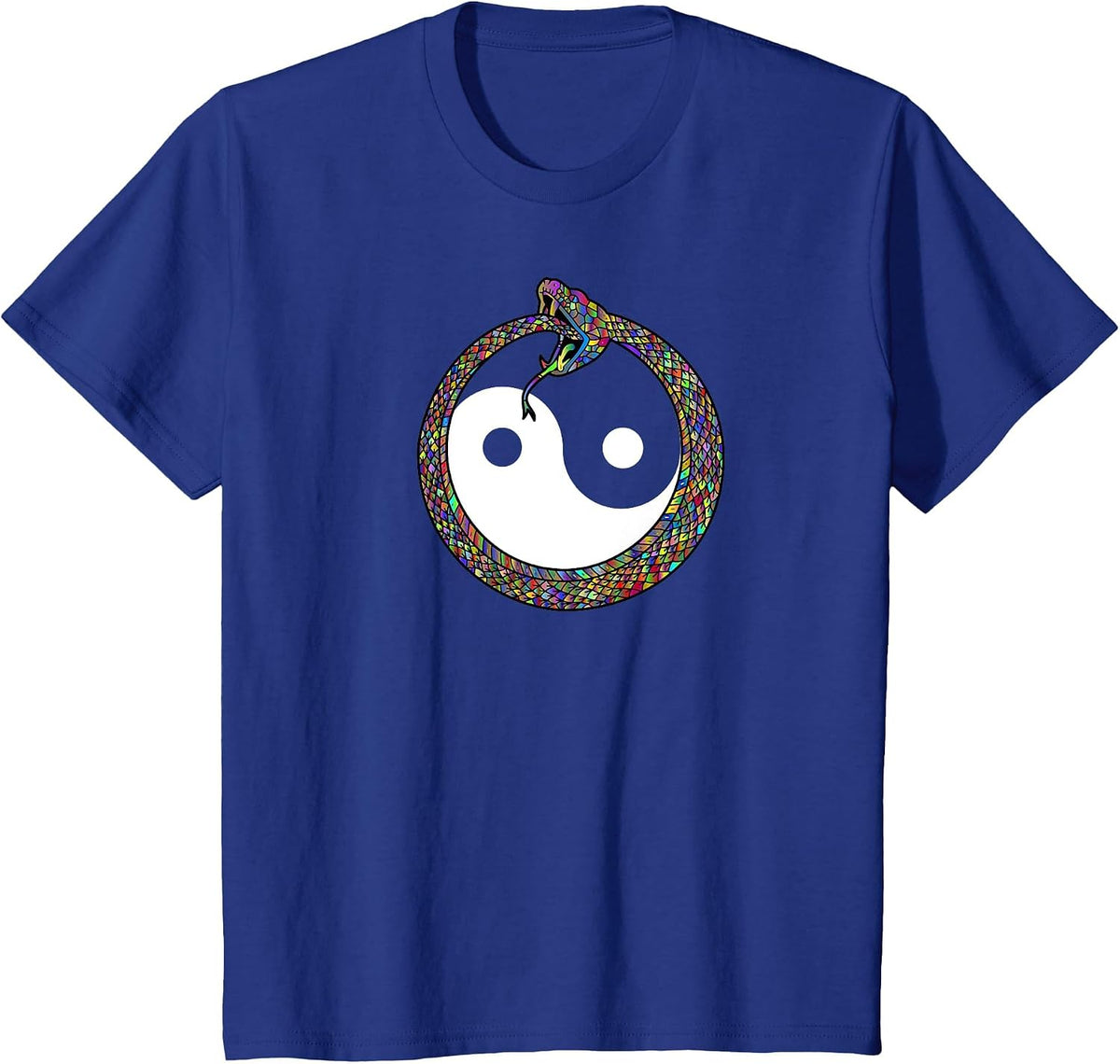 Ouroboros Yin Yang Rainbow Snake Feng Shui Ying Yang Taoism T-Shirt - Royal Blue