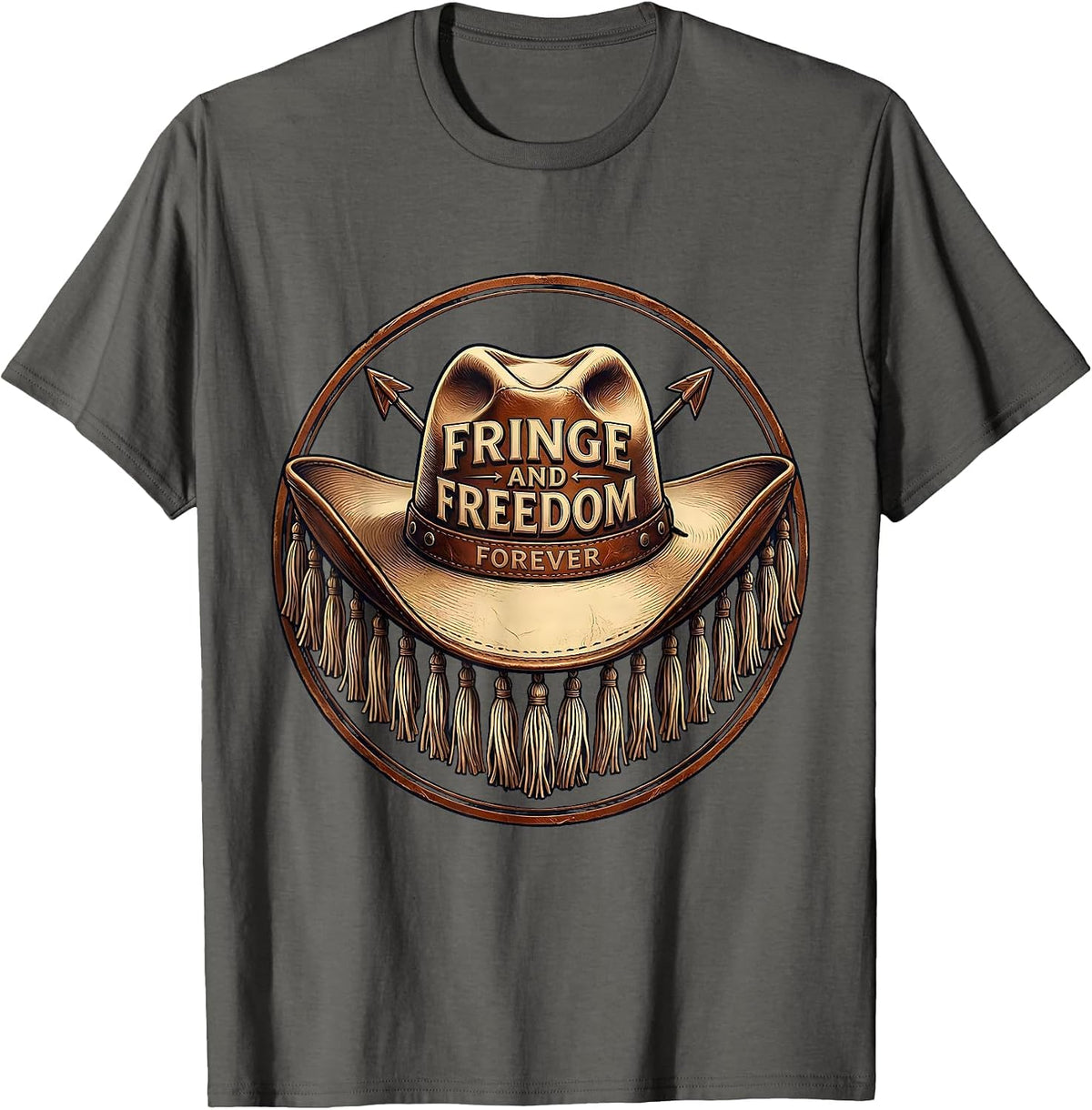 Men's Fringe and Freedom Forever Girls Western Design T-Shirt - Asphalt Grey