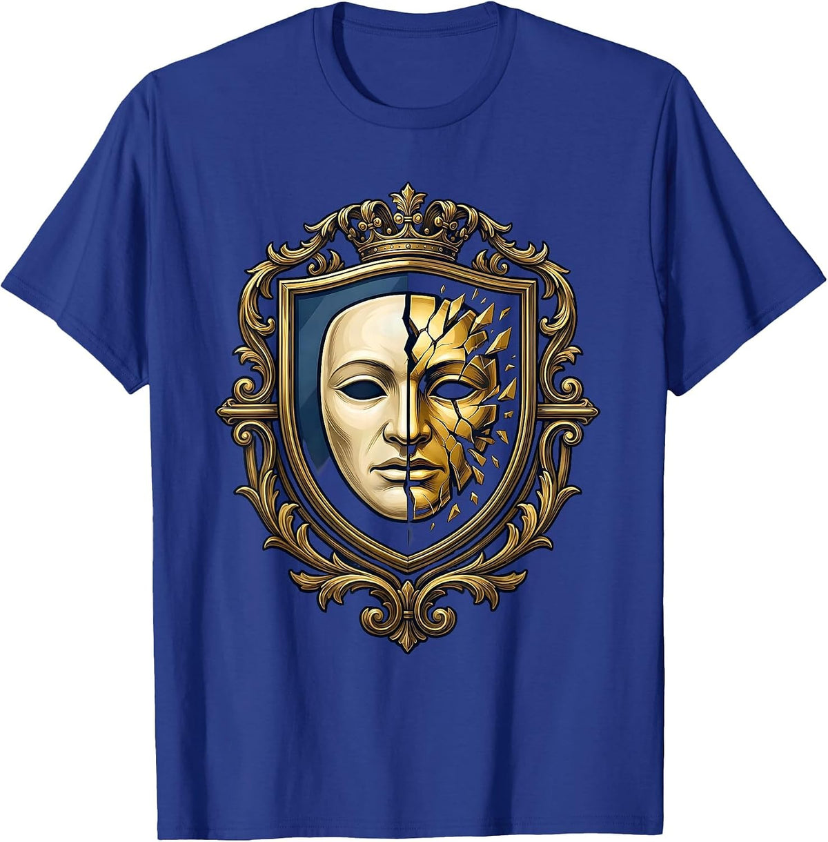 White Lies Mirror Reflection Graphic Design T-Shirt - Royal Blue