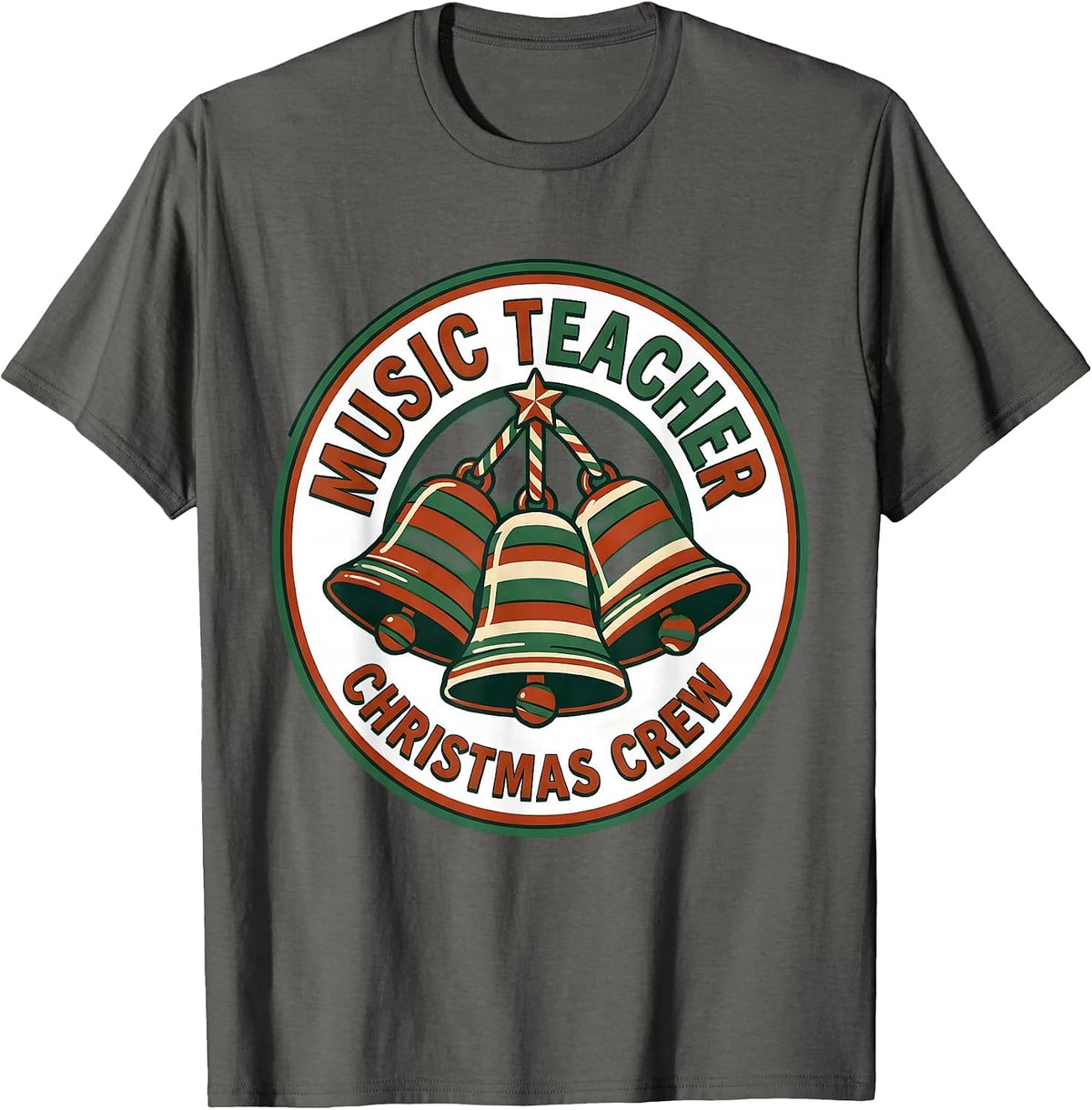 Music Teacher Christmas Crew Funny Classroom Teacher Humor T-Shirt - Asphalt Grey
